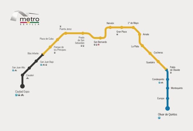 セビリアの地下鉄駅の地図
