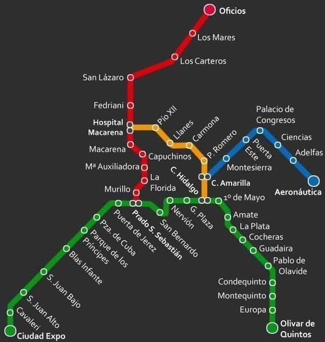 セビリアの地下鉄駅の地図