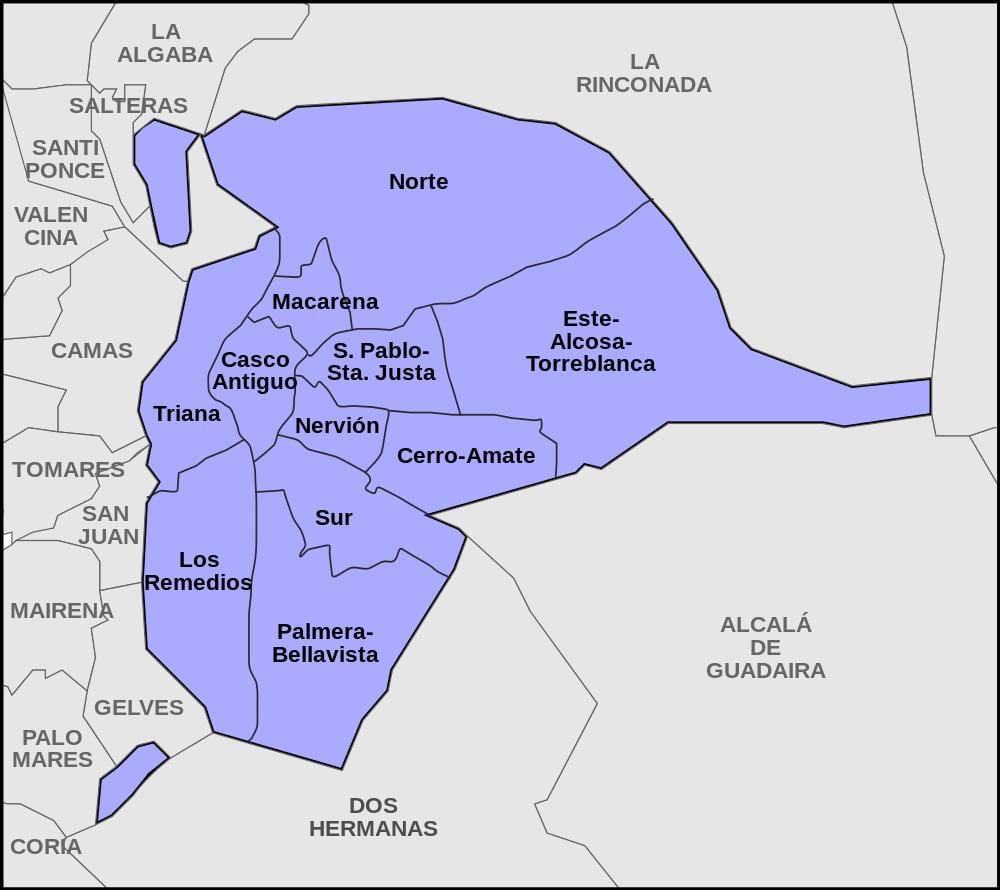 セビリア地区の地図
