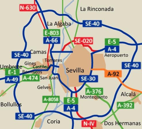 セビリアの道路地図